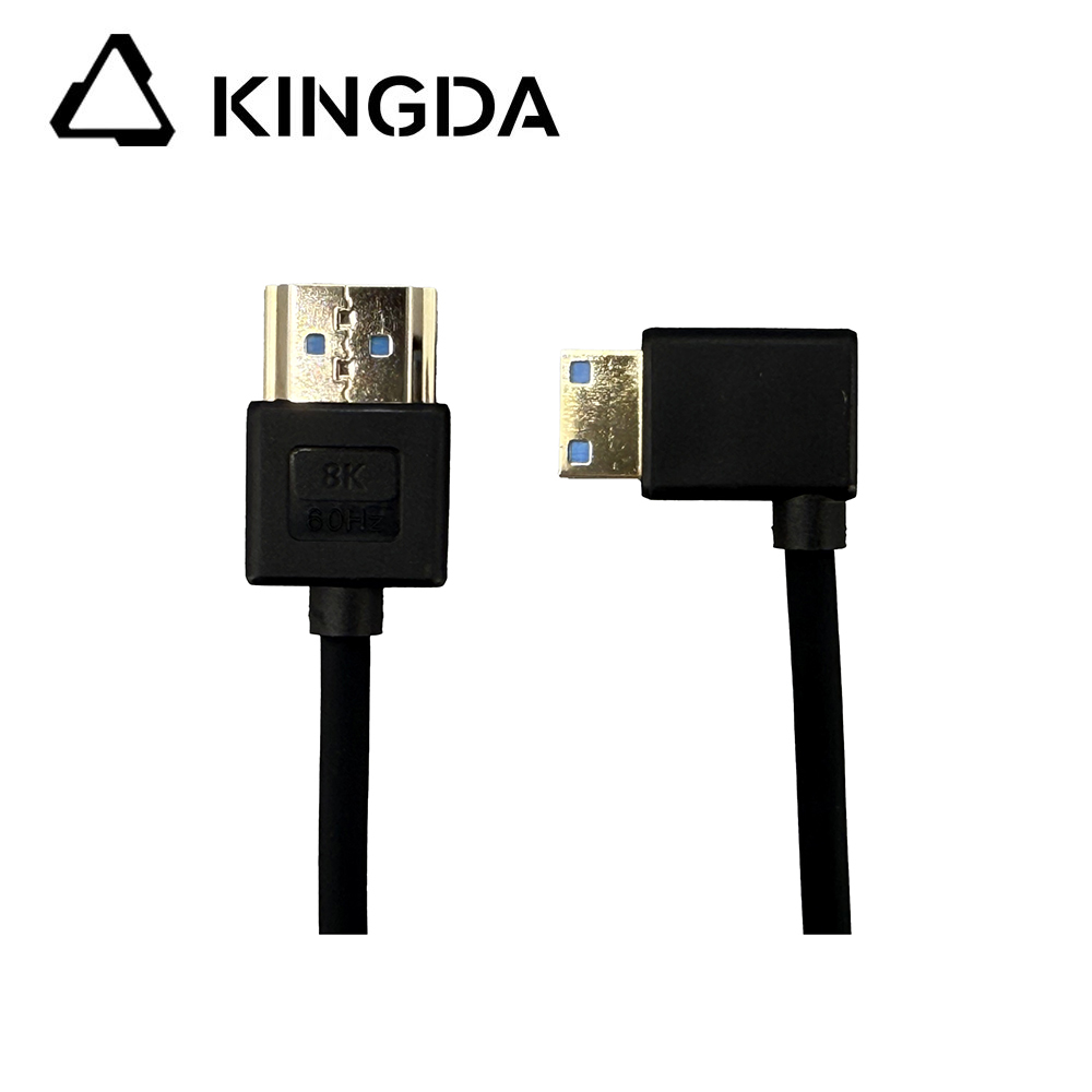 Cable mini HDMI de silicona 8K con xiro á dereita