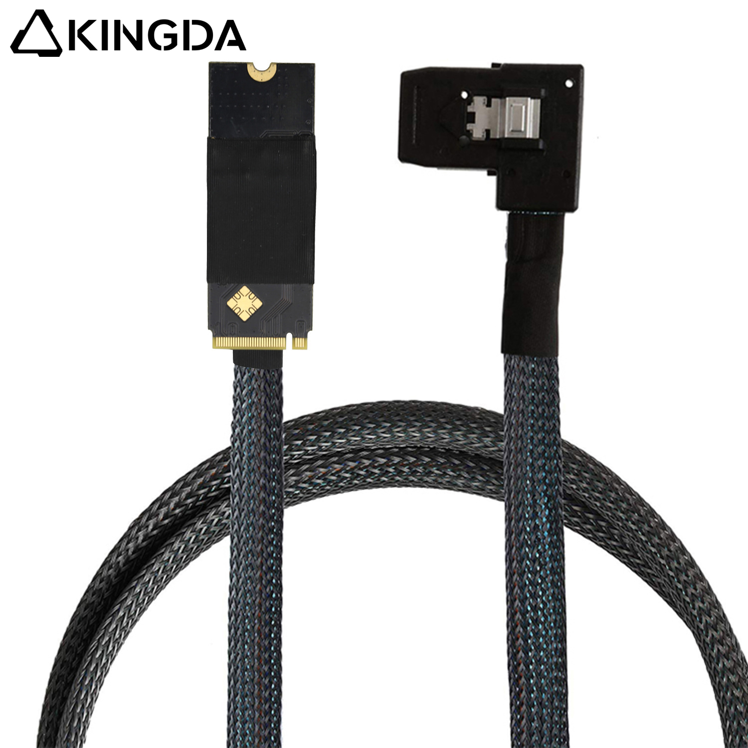 M.2 (M-Key NVMe 2260) a SAS SFF-8087 Codo á esquerda